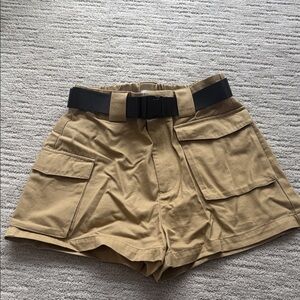 TNA Tan Cargo Shorts with Black Belt